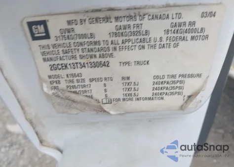 2004 Chevrolet Silverado 1500 Z71 из США, поврежденный, VIN 2GCEK13T341330642